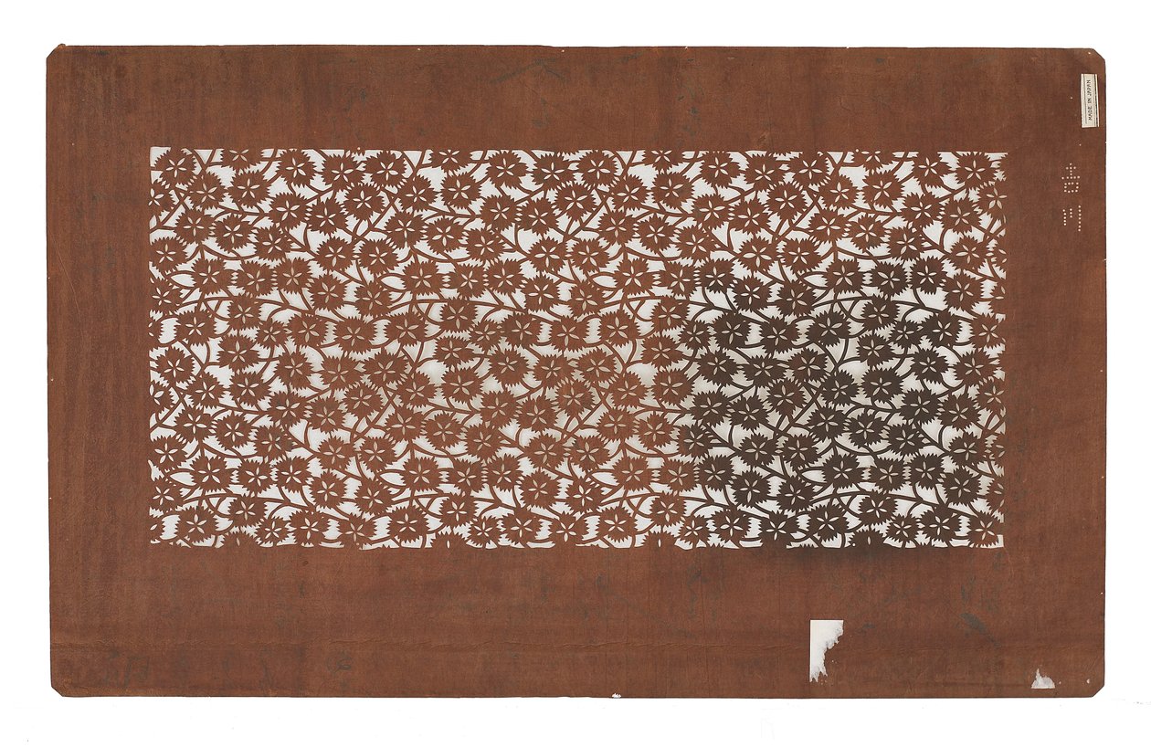 Paperistensiili (katagami), 1800-luvun loppu (kakilla käsitelty Mulberry-kuoripaperi mehu) tekijältä Japanese School