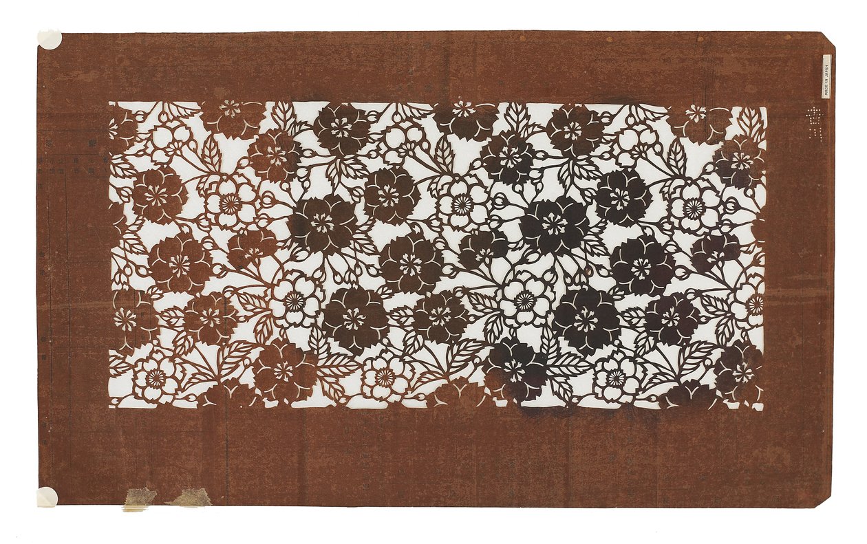 Paperistensiili (katagami), 1800-luvun loppu (kakilla käsitelty Mulberry-kuoripaperi mehu) tekijältä Japanese School