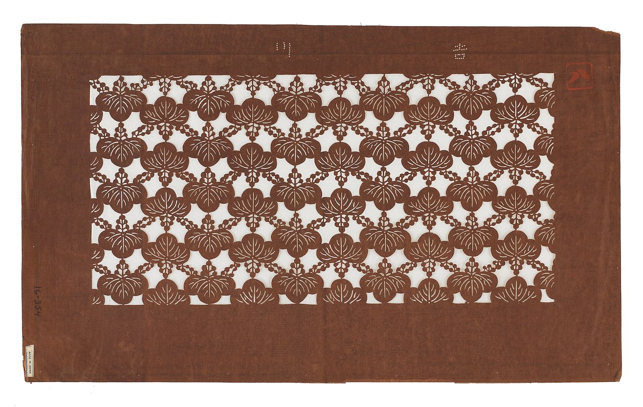 Paperistensiili (katagami), 1800-luvun loppu (kakilla käsitelty Mulberry-kuoripaperi mehu) tekijältä Japanese School