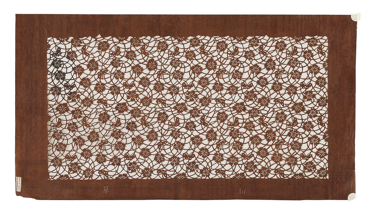 Paperistensiili (katagami), 1800-luvun loppu (kakilla käsitelty Mulberry-kuoripaperi mehu) tekijältä Japanese School