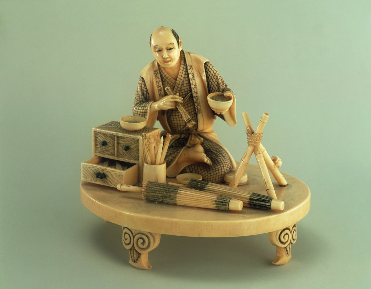 Päivävarjon valmistaja, Okinomo, Edo-kausi (1600-1868) tekijältä Japanese School