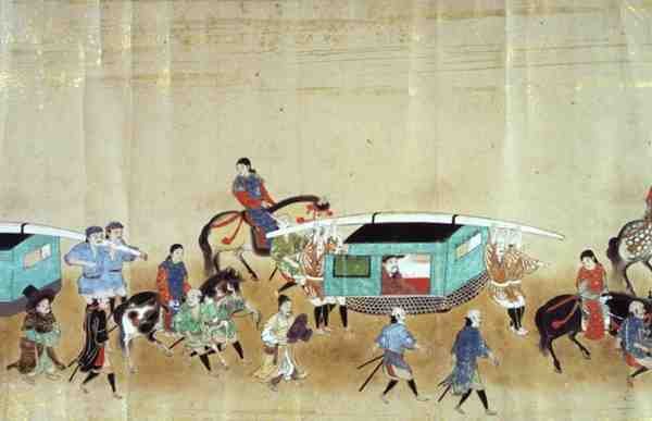 Osa Korean kuudetta Japanin-suurlähetystöä Tokugawa Ietsuna-perinnön aikaan vuonna 1651, mahdollisesti Kano Masanobu (1625-94) 1655-57 (käärömaalaus) (katso myös 120824) tekijältä Japanese School