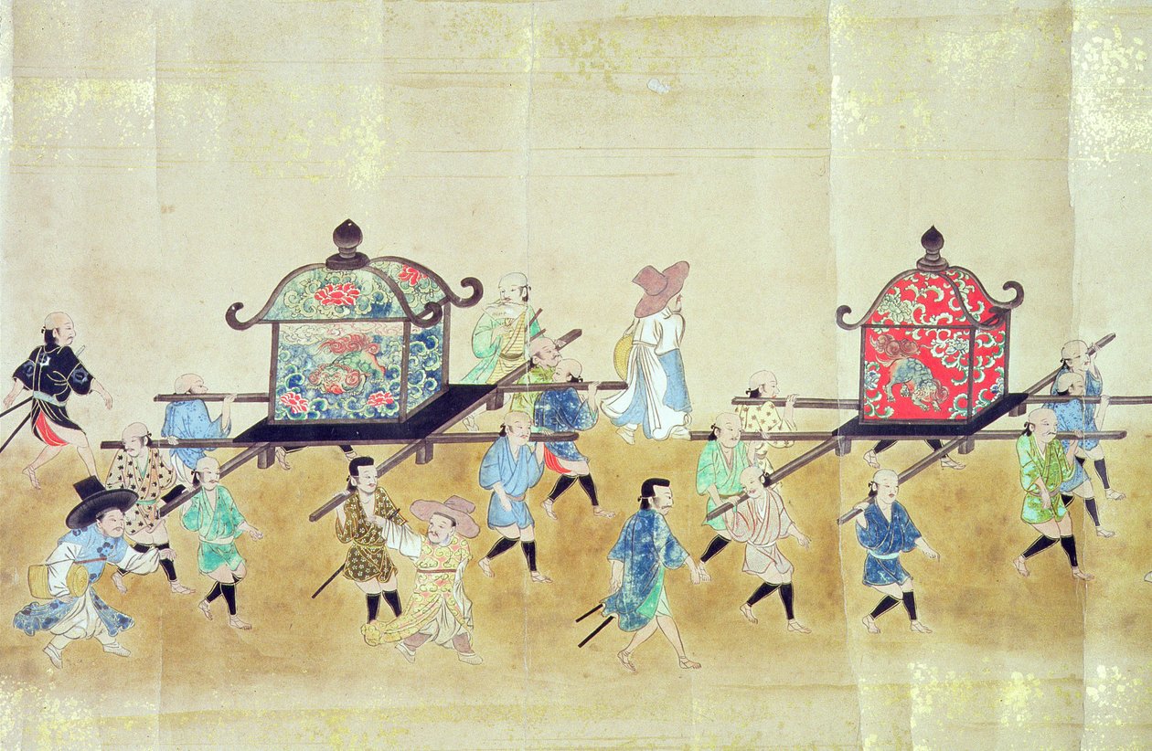 Osa Korean kuudetta Japanin-suurlähetystöä Tokugawa Ietsuna-perinnön aikaan vuonna 1651, mahdollisesti Kano Masanobu (1625-94) 1655-57 (käärömaalaus) (katso myös 120822 & 120823) tekijältä Japanese School