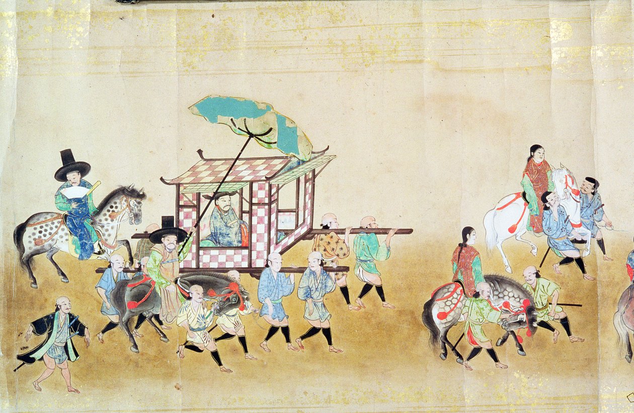 Osa Korean kuudetta Japanin-suurlähetystöä Tokugawa Ietsuna -perinnön aikaan vuonna 1651, mahdollisesti Kano Masanobu (1625-94) 1655-57 (käärömaalaus) tekijältä Japanese School