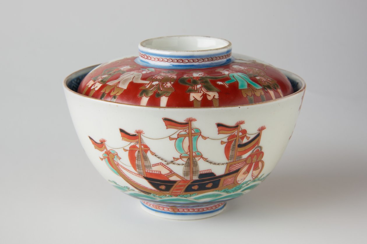 Riisikulho ja kansi, mahdollisesti 1800-luku (Ko-Imari-astiat, posliini, jossa aluslasituksen sininen ja overglaze emali) tekijältä Japanese School