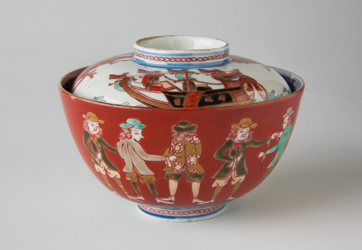 Riisikulho ja kansi, mahdollisesti 1800-luku (Ko-Imari-astiat, posliini, jossa aluslasituksen sininen ja overglaze emali) tekijältä Japanese School