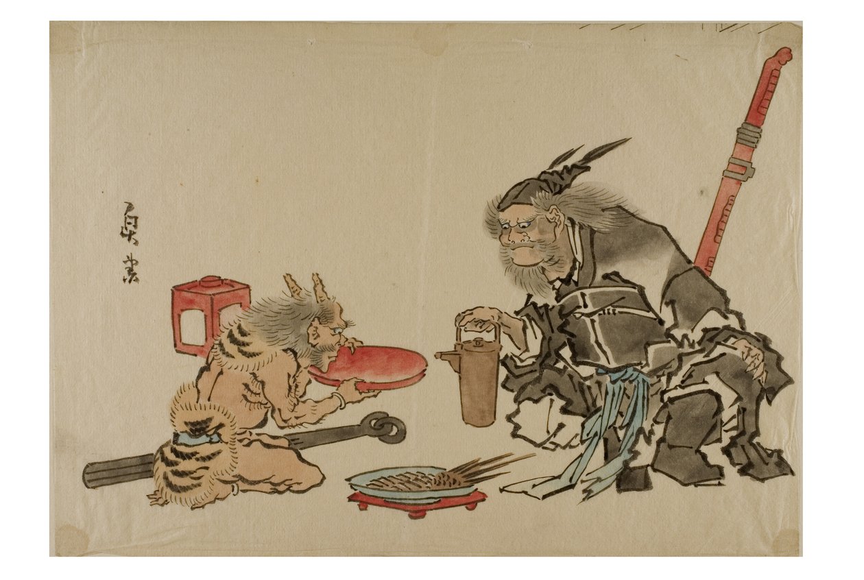 Shoki palvelee demonin vuoksi, n. 1895-1905 (muste paperille) tekijältä Japanese School