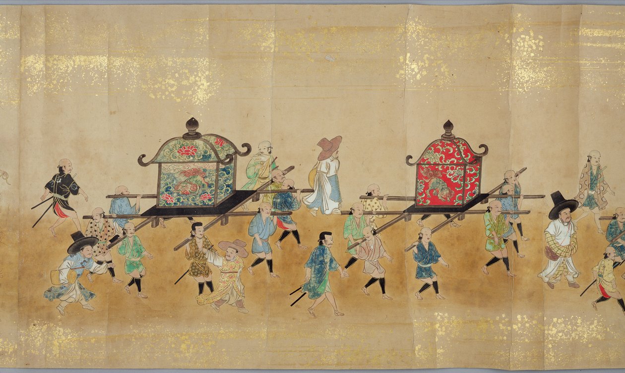 Kuudes Korean suurlähetystö Japanissa Meireki 1:ssä Tokugawa Ietsunan peräkkäin vuonna 1651, mahdollisesti Kano Masunobu (1625-94) (käärömaalaus) (yksityiskohta) (katso myös 79774 & 120823) tekijältä Japanese School