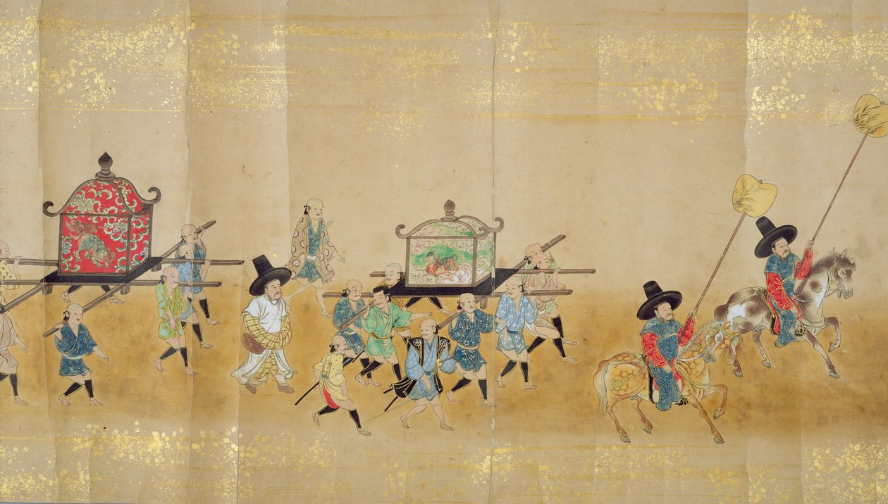 Kuudes Korean suurlähetystö Japanissa Meireki 1:ssä Tokugawa Ietsunasin peräkkäin vuonna 1651, mahdollisesti Kano Masunobu (1625-1694) (käärömaalaus) (yksityiskohta) (katso myös 79774 & 120822) tekijältä Japanese School