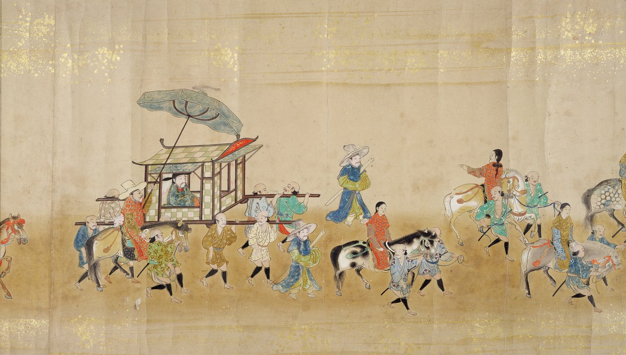 Kuudes Korean suurlähetystö Japanissa Meireki 1:ssä Tokugawa Ietsunan peräkkäin vuonna 1651, mahdollisesti Kano Masunobu (1625-94) (käärömaalaus) (yksityiskohta) (katso myös 120833) tekijältä Japanese School