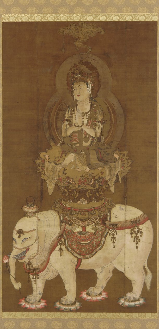 Bodhisattva - Fugen (Fugen Bosatsu) Heian-kausi (muste, kulta ja hopea silkillä) tekijältä Japanese School