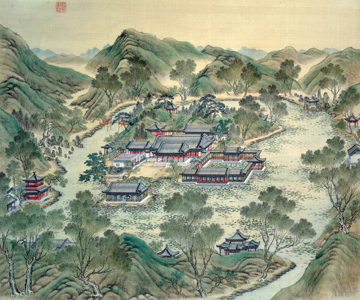 Grand Palais Yksityiskohta 1800-luvun japanilaisesta vedosta. tekijältä Japanese School