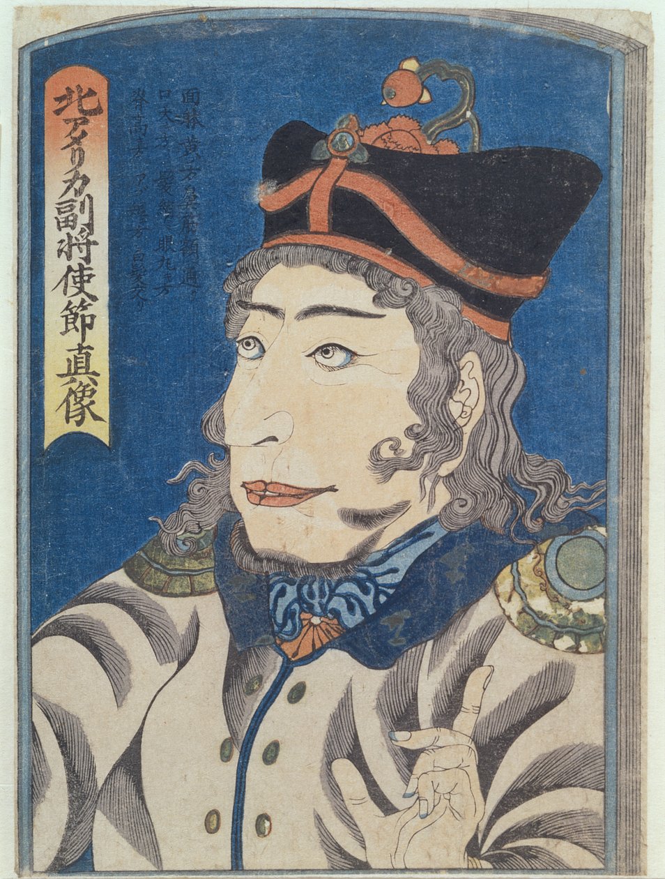 Pohjois-Amerikan kenraaliadjutantti Adams, noin 1854 (puupiirrosvärivedos). tekijältä Japanese School