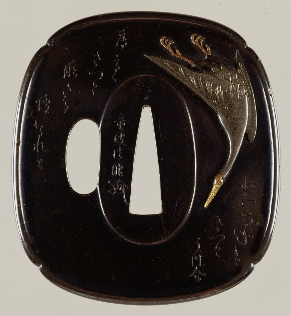 Tsuba Swordguard (shakudo-kupari ja kultaseos) (katso kääntöpuoli 241114) tekijältä Japanese School
