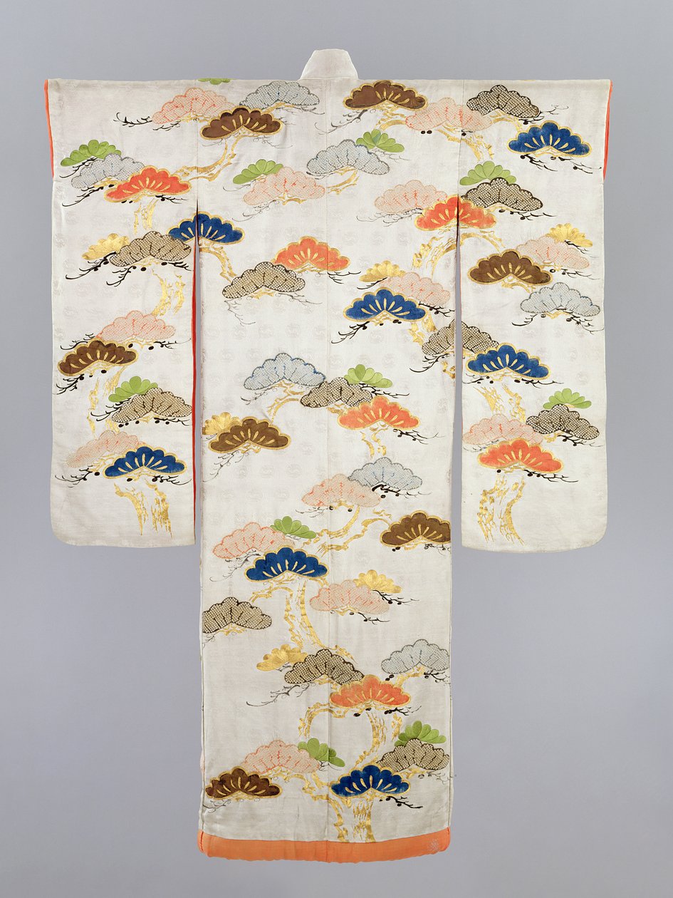 Naisten kimono, Edo-kausi (1600-1868) (silkki metallilangoilla) tekijältä Japanese School