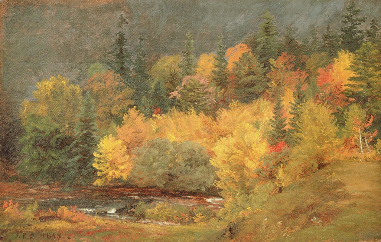 Syksy puron varrella, 1855 tekijältä Jasper Francis Cropsey