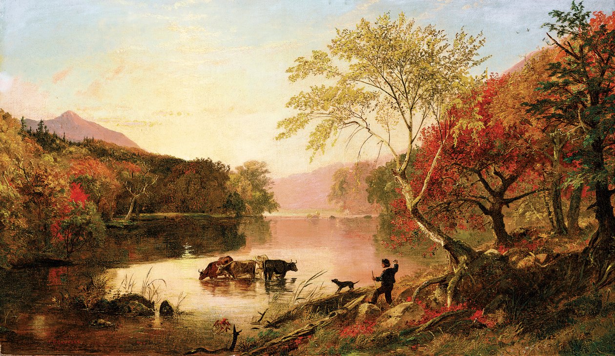Syksy Hudson-joella, noin 1861 (öljy kankaalle). tekijältä Jasper Francis Cropsey