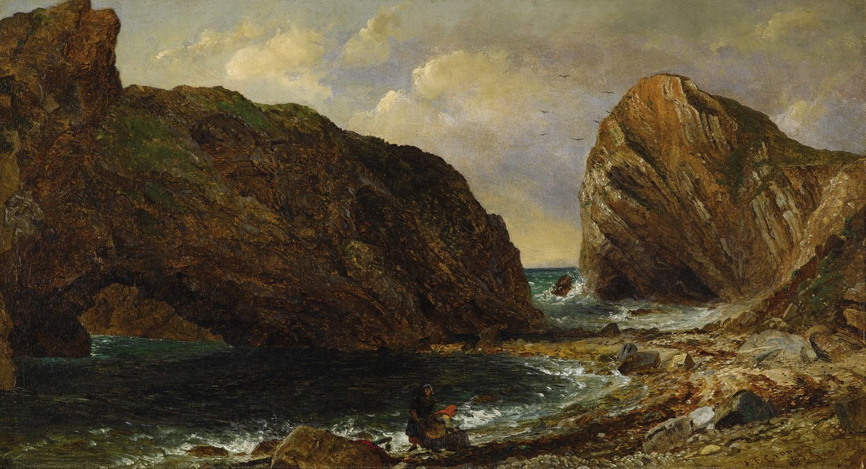 Meren rannalla, Lulworth tekijältä Jasper Francis Cropsey