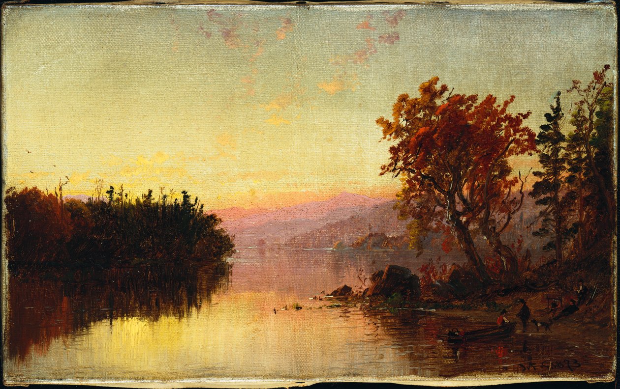 Greenwood Lake Twilightissa, 1873 tekijältä Jasper Francis Cropsey
