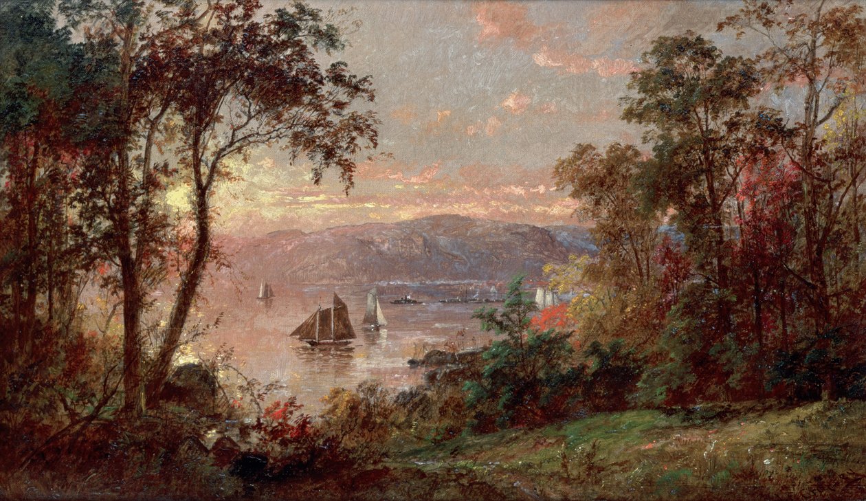 Purjehdus (The Hudson at Tappan Zee) 1883 (öljy kankaalle) tekijältä Jasper Francis Cropsey