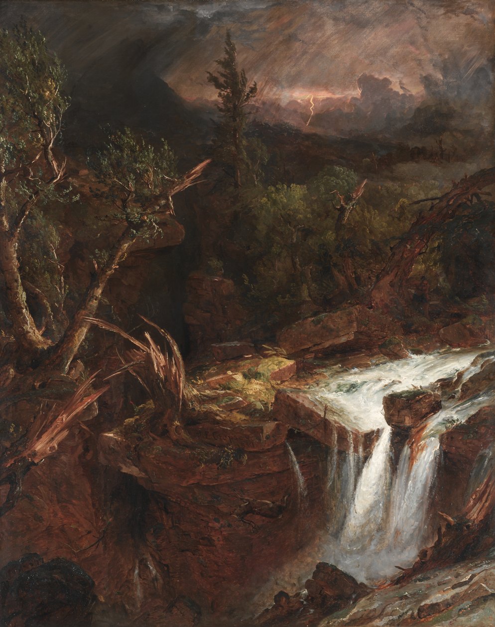 The Clove - Myrskykohtaus Catskill-vuoristossa tekijältä Jasper Francis Cropsey