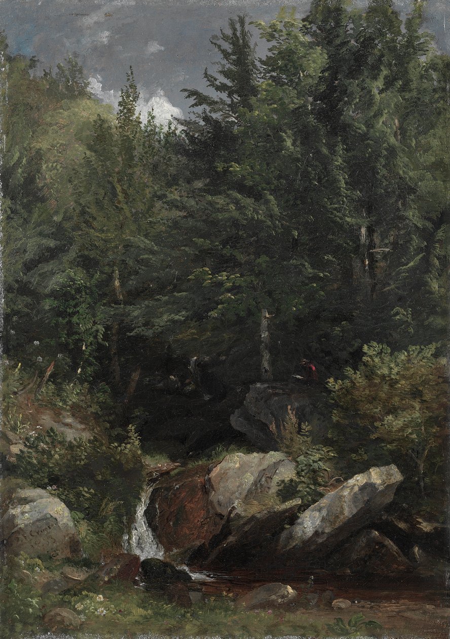 Puut ja puro kukkulanrinteellä tekijältä Jasper Francis Cropsey