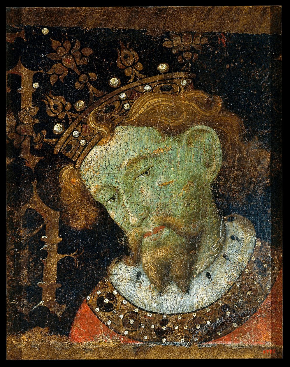 Alphonse III des Asturias, nimeltään Le Grand - Alfonso III (1265-1291), Aragonian kuningas - Peinture de Jaume (Jaime) Mateu (1382-1452) - 1427 - Tempera paneelissa - 56,5x45,2 - Kansallinen taidemuseo Katalonia, Barcelona tekijältä Jaume Mateu