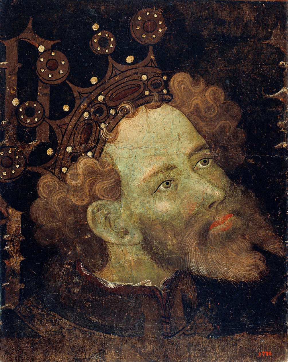Pierre IV Aragonia dit le Ceremonieux - Pietari IV (1319-1387), Aragonian kuningas - Peinture de Jaume (Jaime) Mateu (1382-1452) - 1427 - Tempera paneelissa - 56,3x45,3 - Katalonian kansallinen taidemuseo , Barcelona tekijältä Jaume Mateu