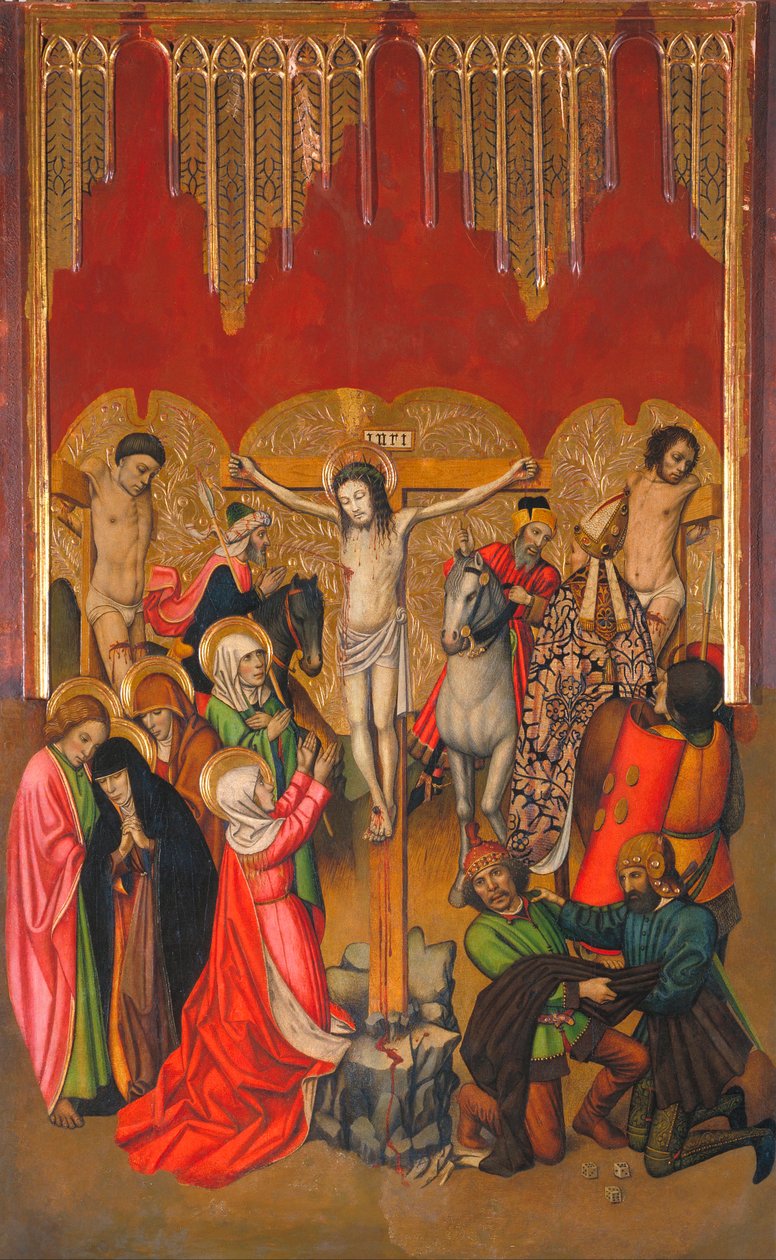 Calvaire - Golgata - Jaume (Jaime) Huguetin (1412-1492) maalaus - 1455-1460 - Tempera paneelissa - 214,4x136 - Katalonian kansallinen taidemuseo, Barcelona tekijältä Jaume Huguet