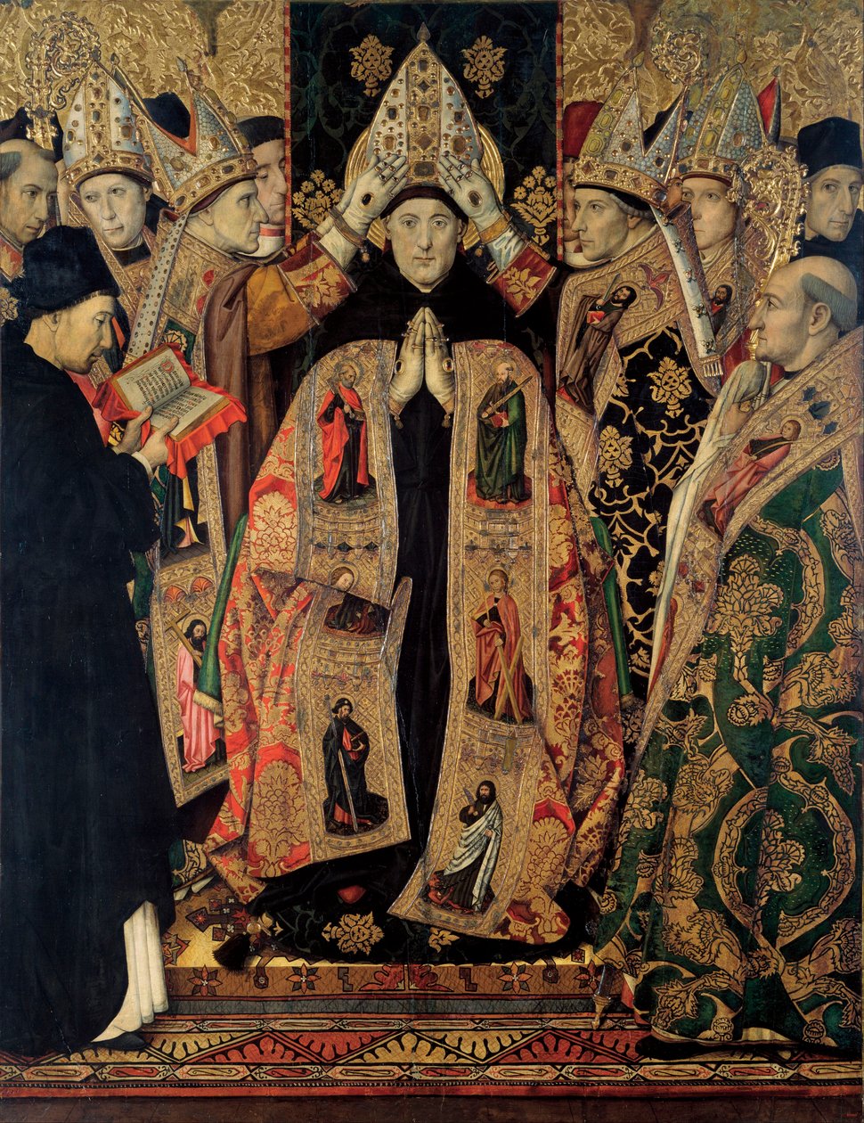 Retable de Saint Augustin - Pyhän Augustinuksen pyhittäminen - Huguet, Jaumen (1412-1492) maalaus - 1462-1465 - Tempera paneelissa - 250x193 - Museu Nacional d