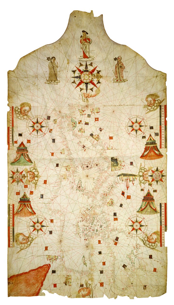 Välimeren ja Mustanmeren kartta, 1563 tekijältä Jaume Olives