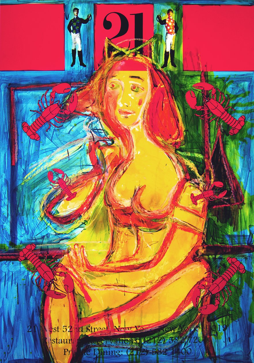 21 Club, 2012 (sekatekniikka akvarellipaperille paneeliin kiinnitettynä, resepti kääntöpuolella). tekijältä Jay Batlle