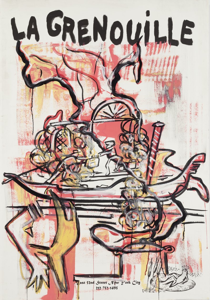 Anti-Social Pasta, 2012 (sekatekniikka akvarellipaperille paneeliin kiinnitettynä, resepti kääntöpuolella) tekijältä Jay Batlle
