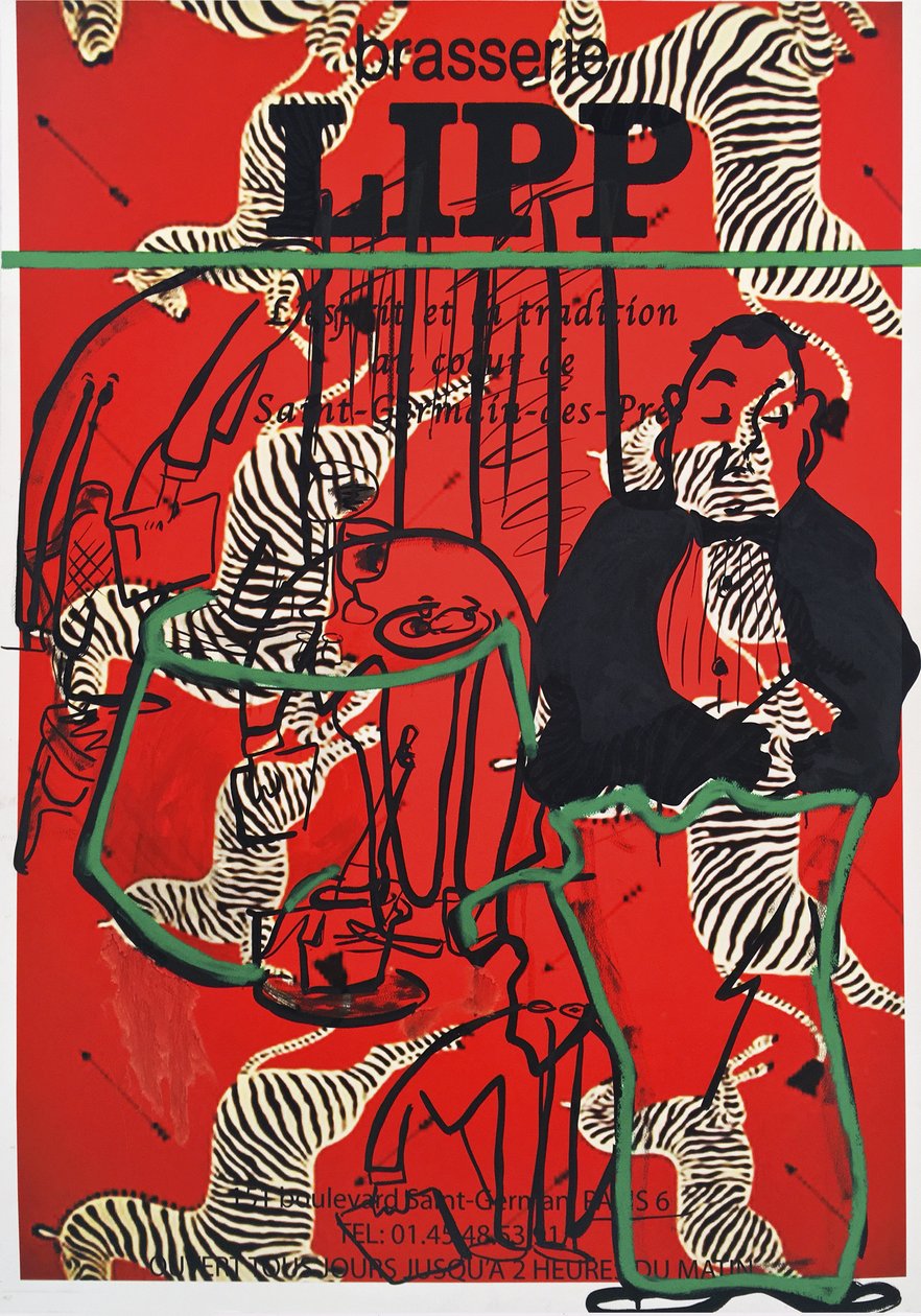 V.O.P. (Very Old People), 2016 (sekatekniikka akvarellipaperille kiinnitettynä paneeliin, resepti kääntöpuolella). tekijältä Jay Batlle