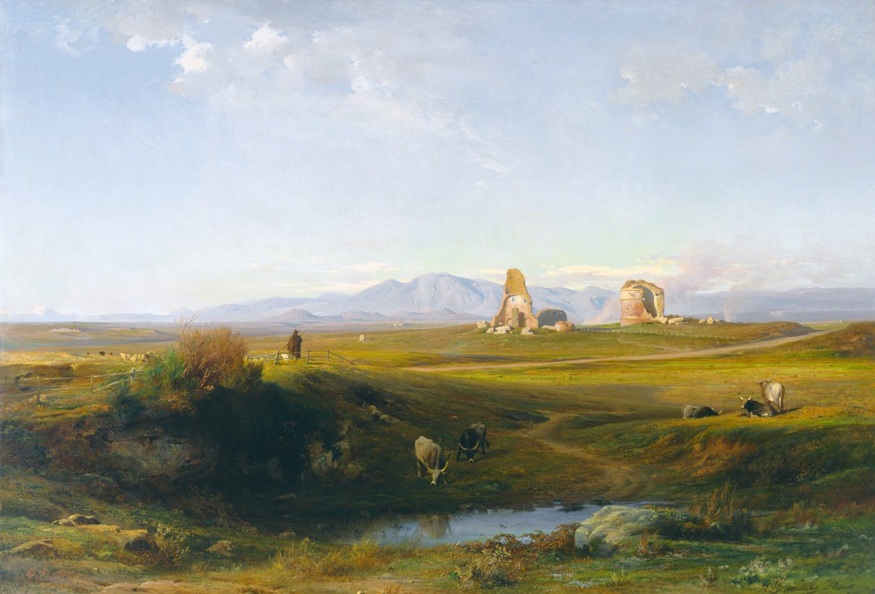 Näkymä Rooman maaseudulle, 1848 tekijältä Jean Achille Benouville