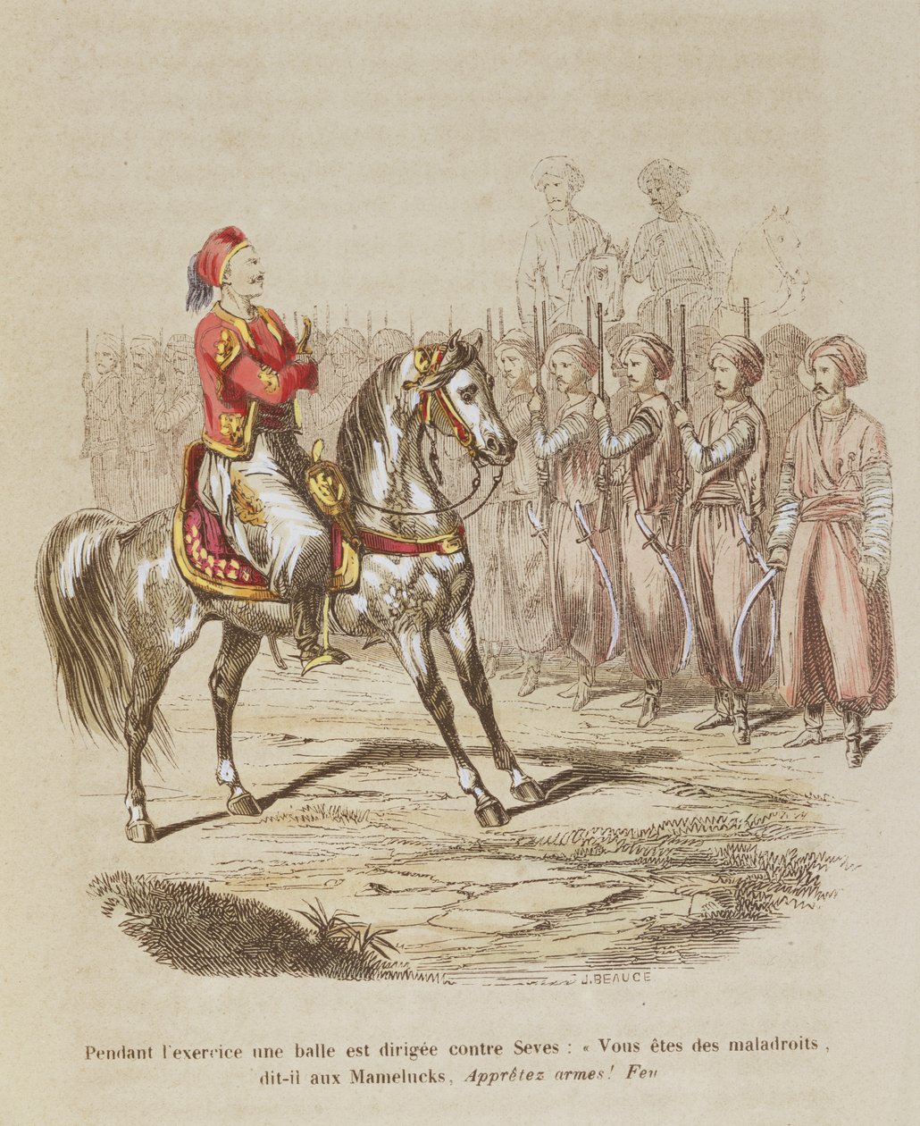 Joseph Seve (1788-1860), joka tunnetaan nimellä Soliman Pacha ja hänen Mamelukensa, Edouard Gouinin teoksesta L