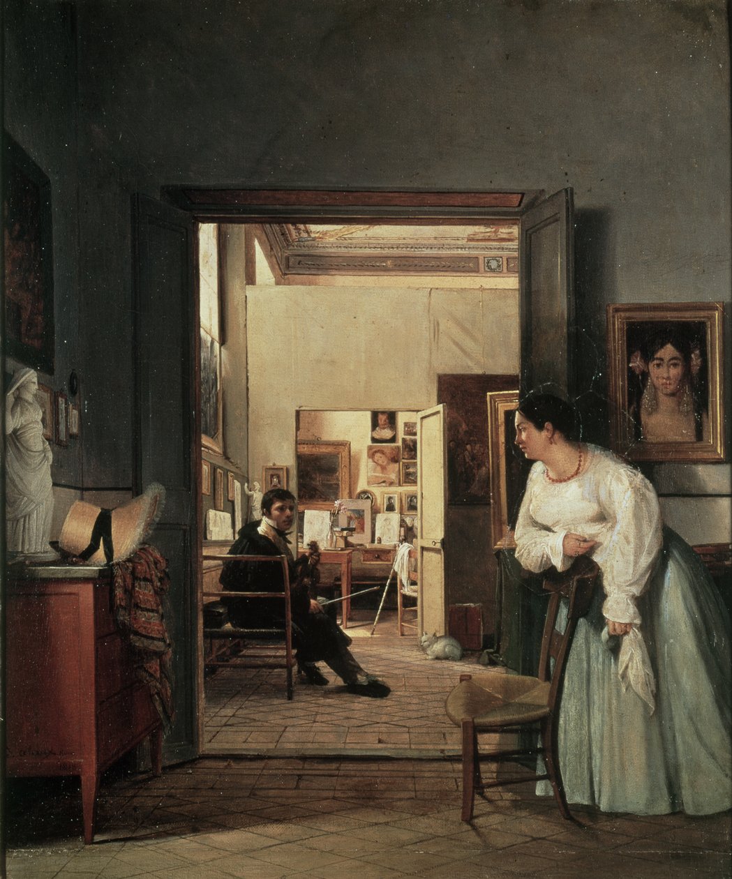 Ingresin ateljee Roomassa, 1818 tekijältä Jean Alaux