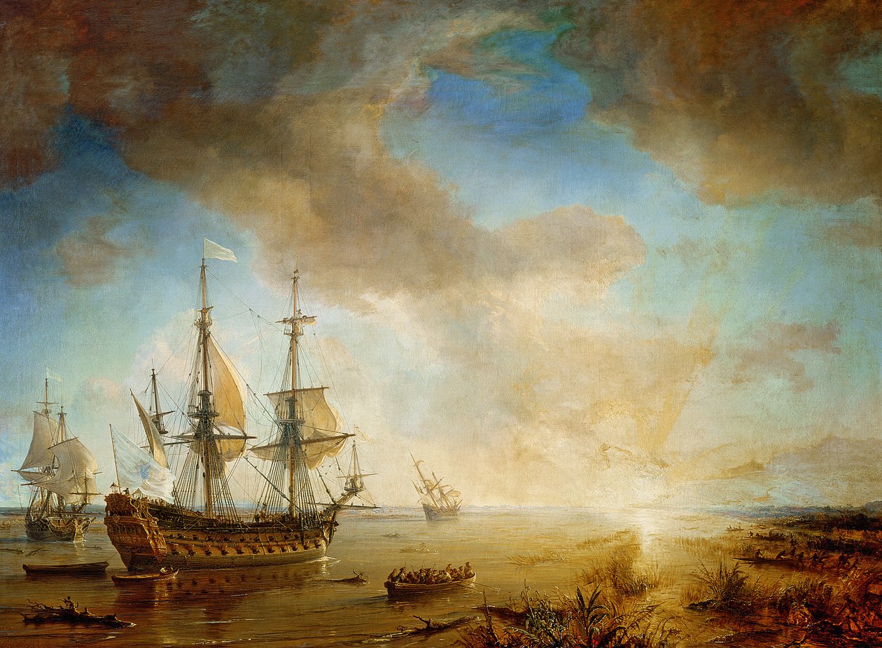 Robert Cavelier de La Sallen (1643-87) tutkimusmatka Louisianassa 1684, 1844 tekijältä Jean Antoine Theodore Gudin
