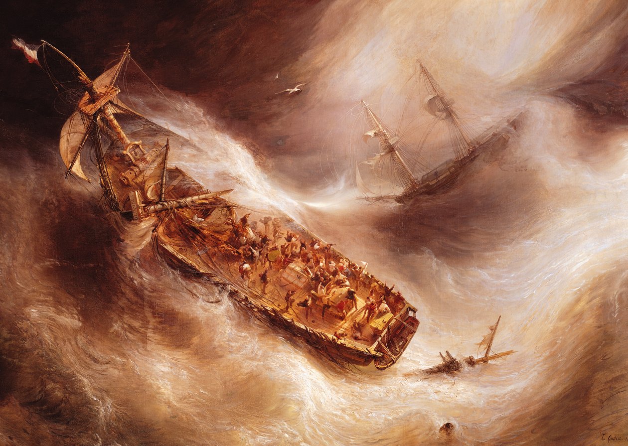 Kapteeni Dessen tekemä uhrauslaki hollantilaiselle Columbus-alukselle, 1829 tekijältä Jean Antoine Theodore Gudin