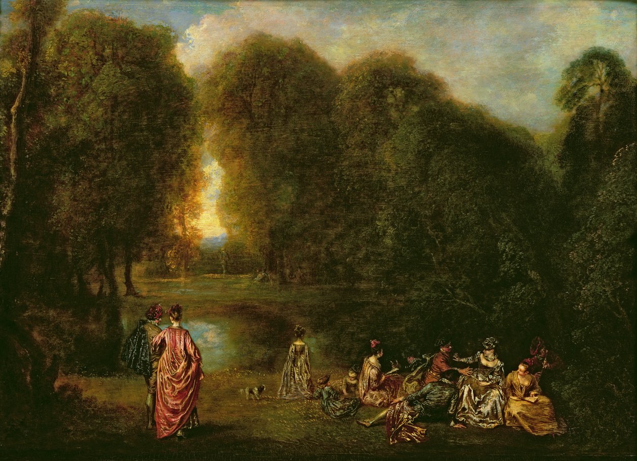 Tapaaminen puistossa tekijältä Jean Antoine Watteau