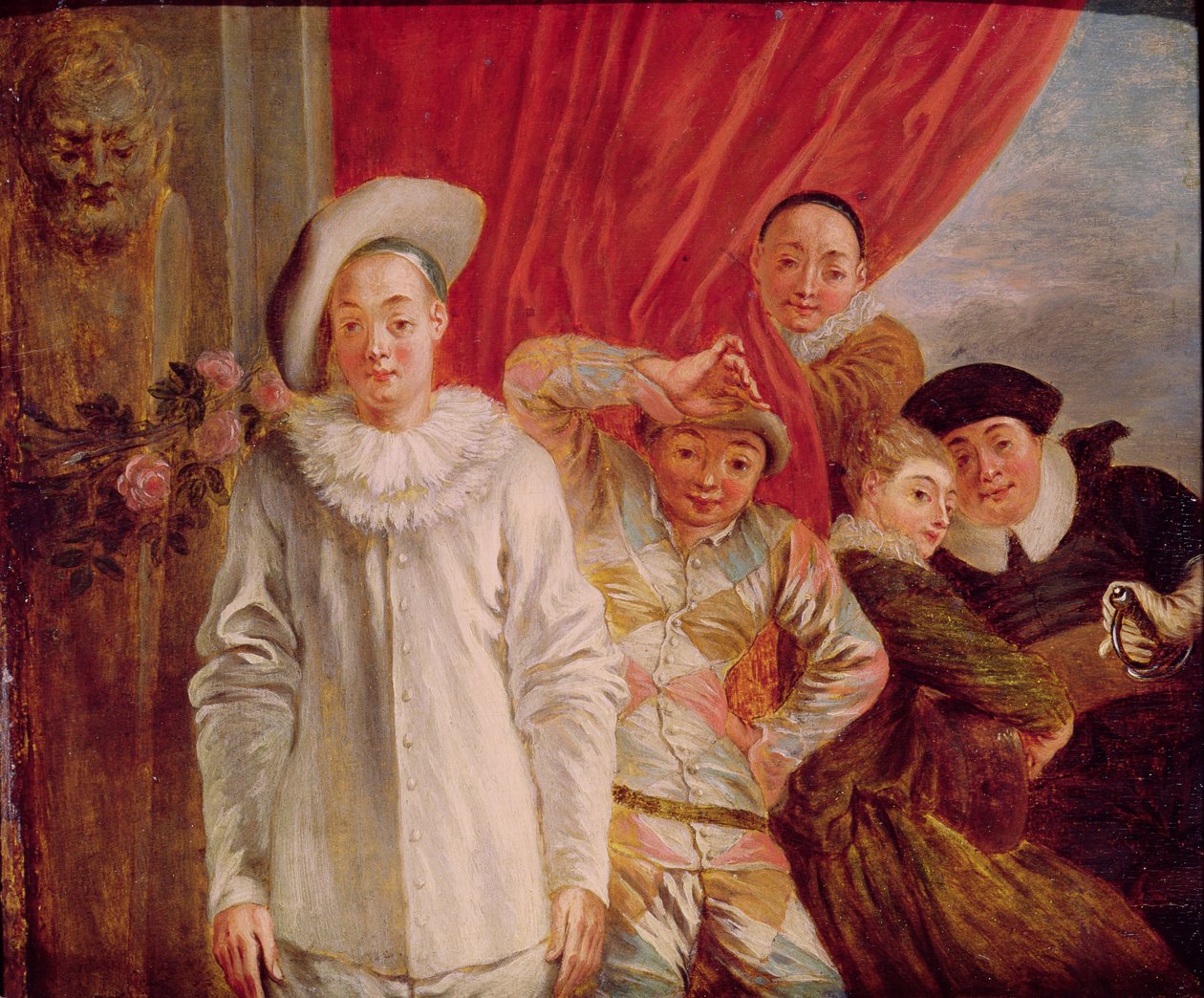 Comedie Italiennen näyttelijät tekijältä Jean Antoine Watteau