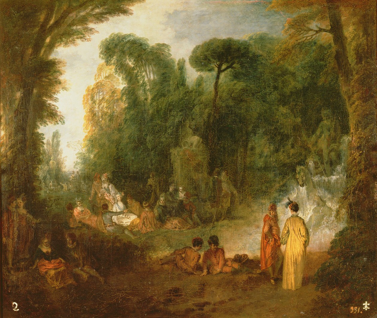 Hovikokous puistossa, n. 171213 tekijältä Jean Antoine Watteau