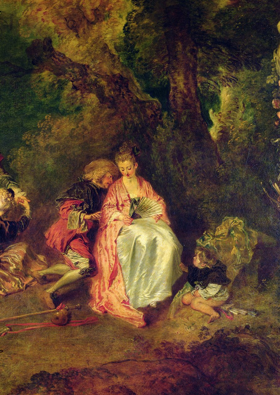 Ebarkation for Cythera, n. 1717 (yksityiskohta 3755) tekijältä Jean Antoine Watteau