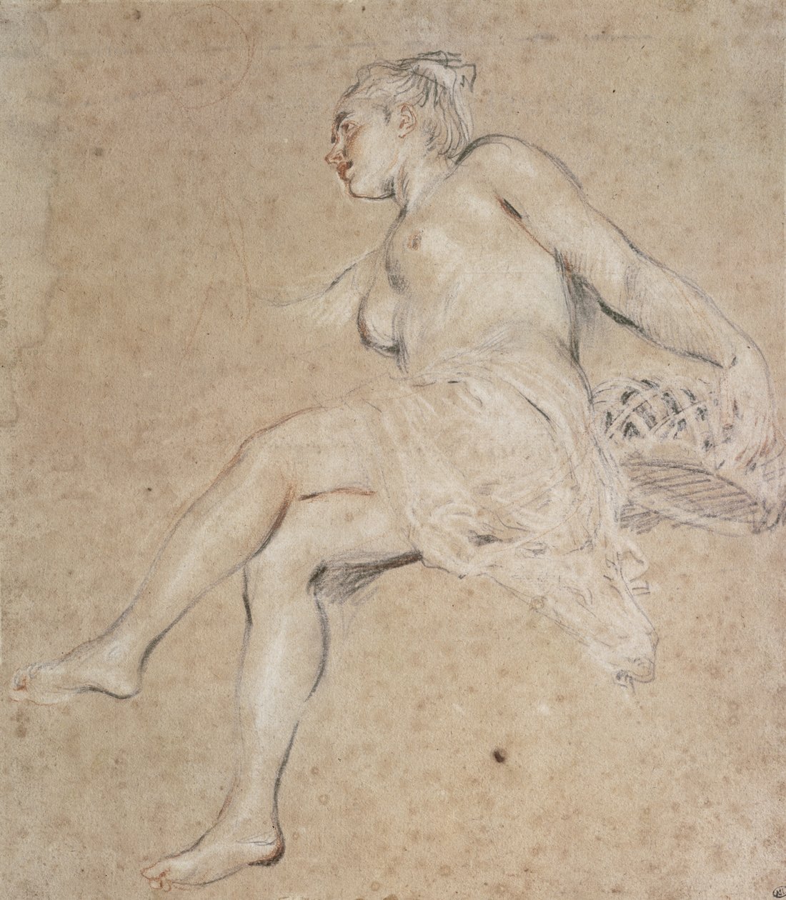 Flora, n. 1716 (liitu paperille) tekijältä Jean Antoine Watteau