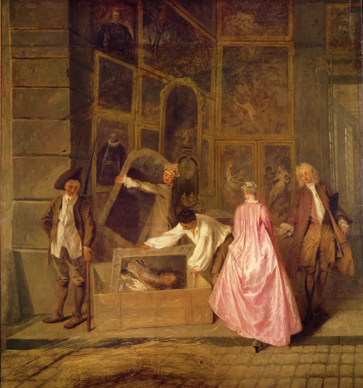LEnseigne de Gersaint vasemman osan yksityiskohta, 1720 öljy kankaalle tekijältä Jean Antoine Watteau