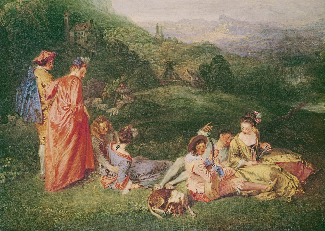 Rauhallinen rakkaus, n. 1718–1719 (katso myös 181268) tekijältä Jean Antoine Watteau
