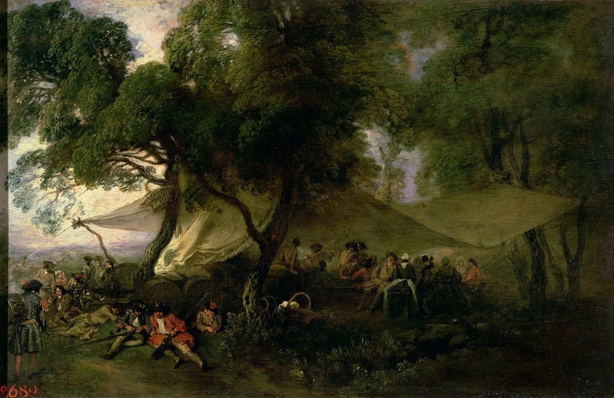 Hengitys sodasta, 1712-1715 (öljy kuparille) tekijältä Jean Antoine Watteau