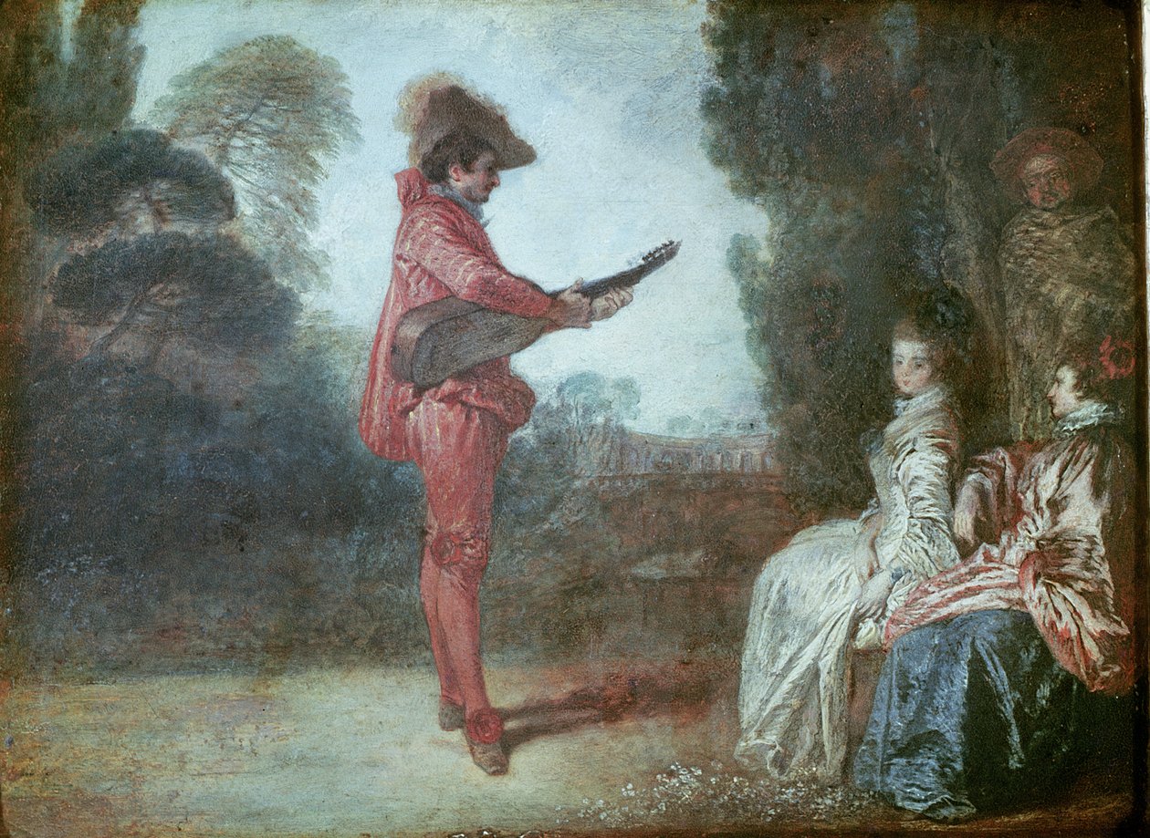 The Enchanter, n. 1712 (öljy kuparille) tekijältä Jean Antoine Watteau