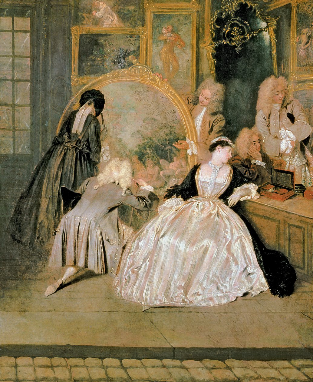 The Gersaint Shop -kyltti, 1721 (yksityiskohta numerosta 30793) tekijältä Jean Antoine Watteau