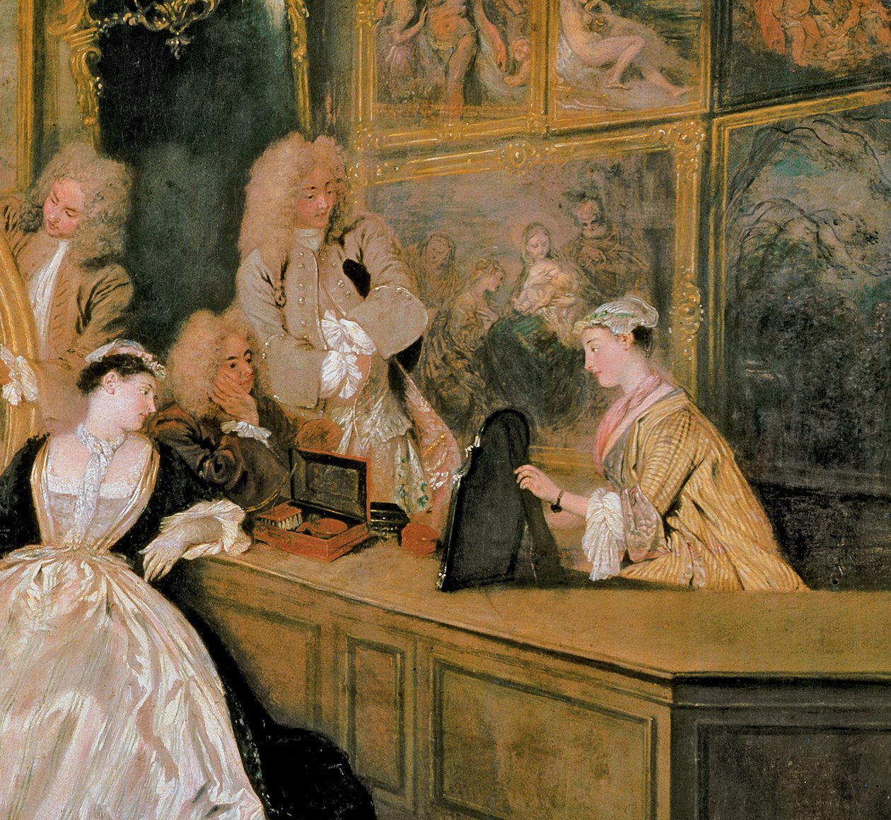 The Gersaint Shop -kyltti, 1721 (yksityiskohta numerosta 30793) tekijältä Jean Antoine Watteau